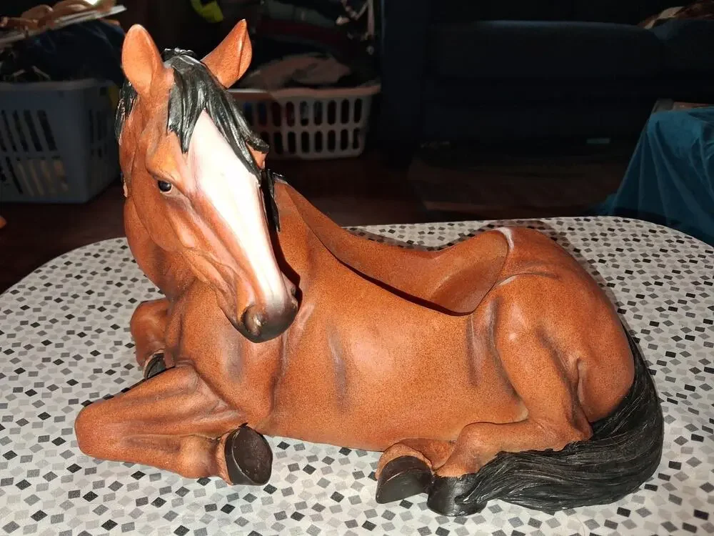 Sculpted Brown Horse Wine Bottle Holder Resin